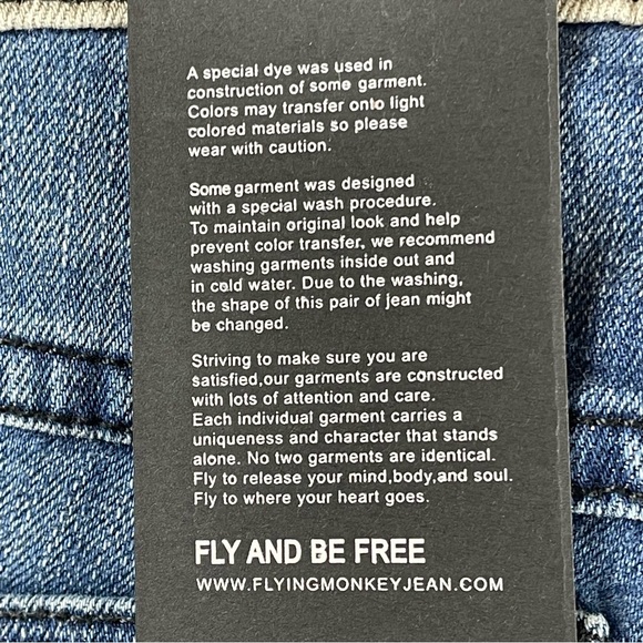 FLYING MONKEY DISTRESSED JEANS Size 28 - Picture 7 of 12